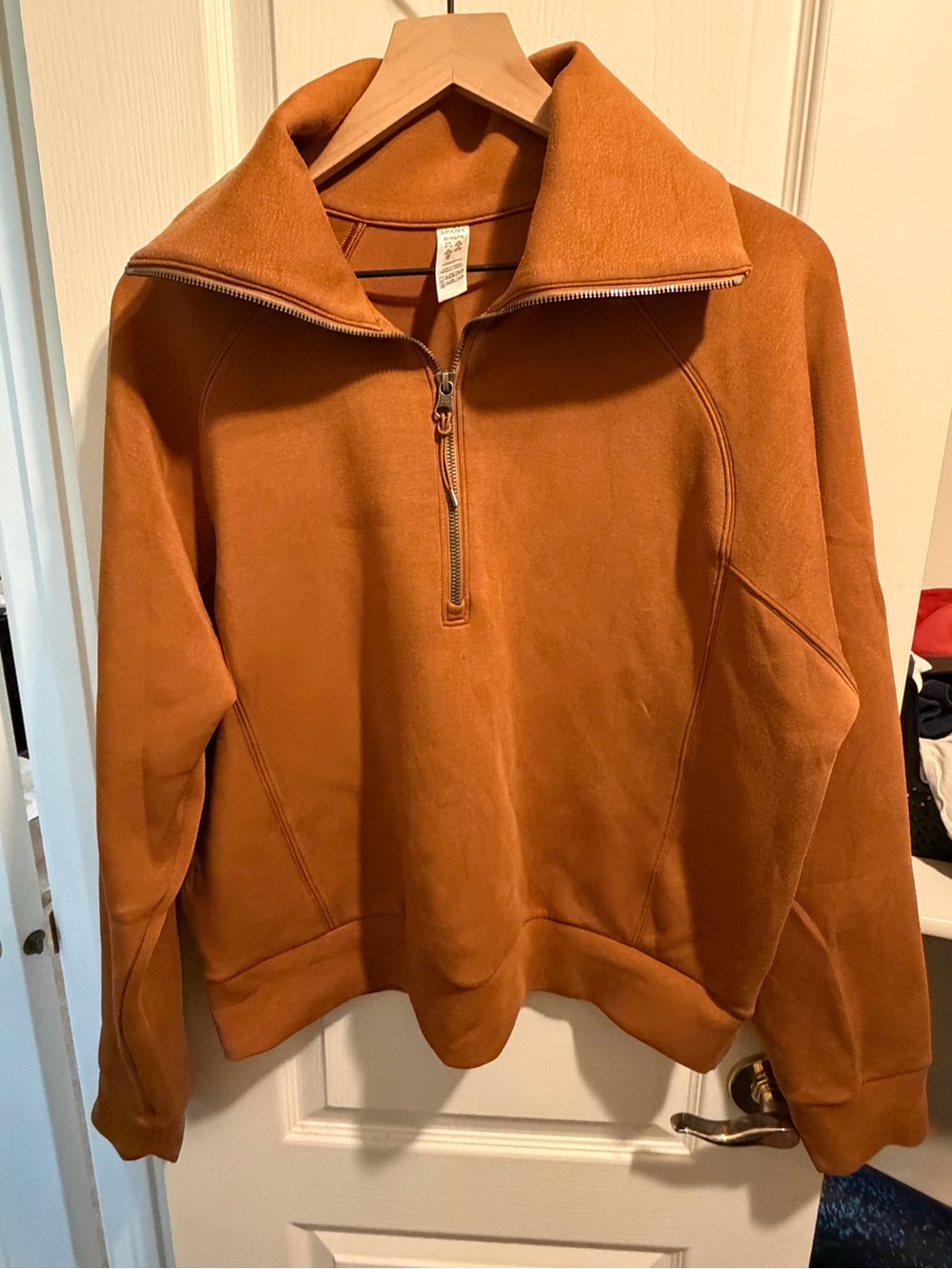 SPANX Air Essentials Half Zip-Front Pullover in Rust XL